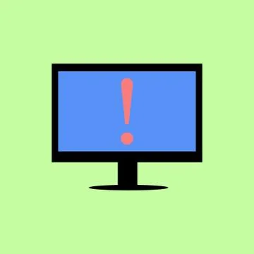 Flat style computer with warning sign Stock Illustration