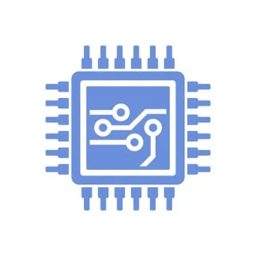Flat Style CPU Icon. Vector Stock Illustration