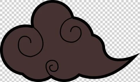 Flat-style dark brown cloud is floating on transparent background with spiral Stock Illustration