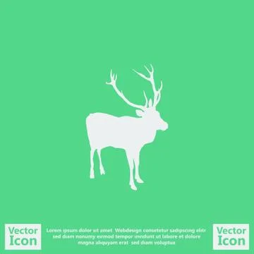 Flat style deer  icon Illustrazione stock