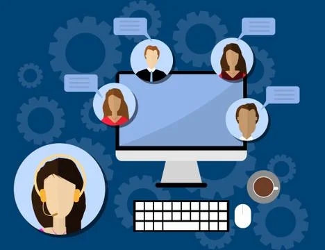 Flat style design for online webinar, online education, distant education tec Stock Illustration