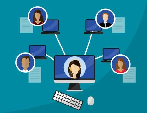Flat style design for online webinar, online education, distant education tec Stock Illustration