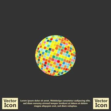 Flat style discoball icon 스톡 일러스트