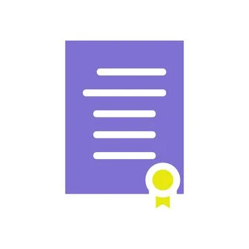 Flat style document with yellow seal illustration Stock Illustration