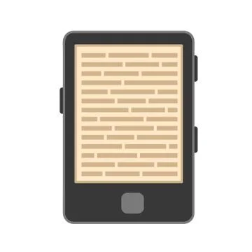 Flat style e-book or tablet icon on white, stock vector illustration Stock Illustration