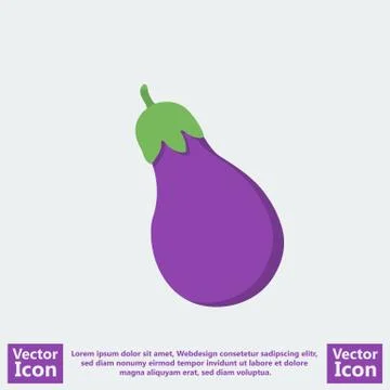 Flat style eggplant icon Illustrazione stock