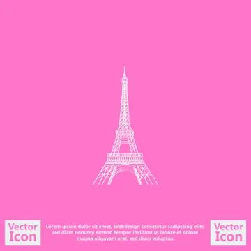 Flat style Eiffel tower icon Illustrazione stock