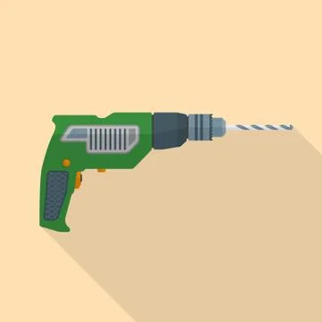 Flat style electric hand drill icon with shadow. Stock Illustration