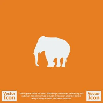 Flat style elephant  icon Illustrazione stock