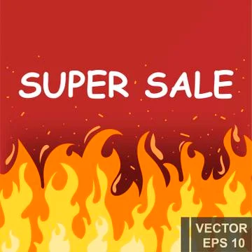 Flat style. The fire. Cartoon. Bright hot. Flame. Effect. For your design. Stockillustratie