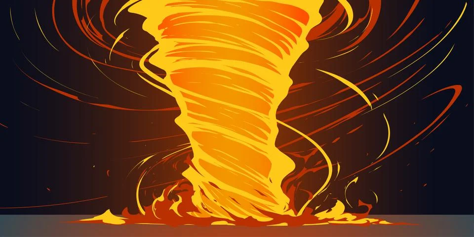 Flat style fire twist tornado Stock Illustration