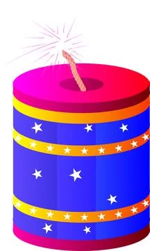 Flat Style Firecracker of Colorful Dynamite Bomb icon. Stock Illustration
