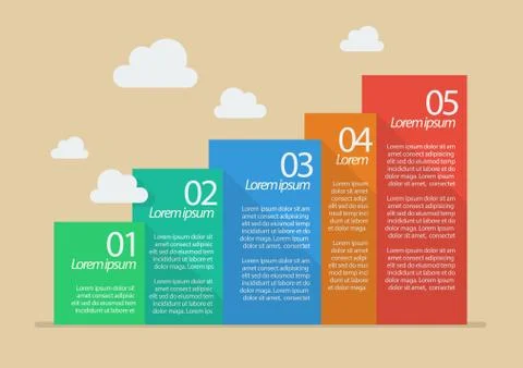 Flat style five steps infographic Stock Illustration