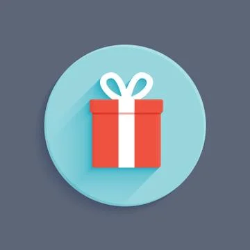 Flat style gift box vector icon Stock Illustration