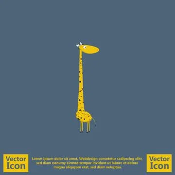 Flat style giraffe icon 스톡 일러스트