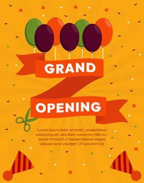 Flat Style Grand Opening Background Vector Design Stock Illustration