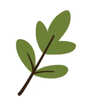 Flat style green autumn leaf on white background Stock Illustration
