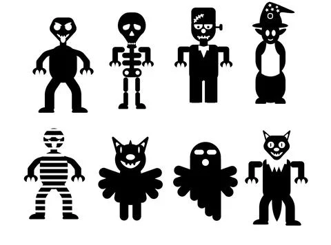 Flat-style Halloween character designs and graphic icons Stock Illustration