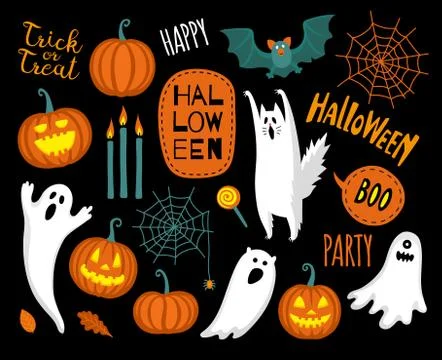 Flat style halloween collection. Stock Illustration