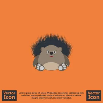 Flat style hedgehog icon Stock Illustration