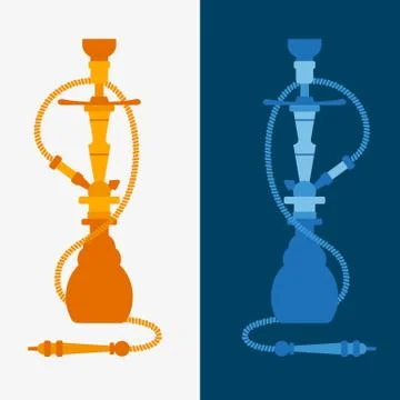 Flat style hookah in two color variations. Stock Illustration
