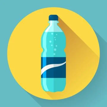 Flat Style Icon with Long Shadow. A bottle of water. Stock Illustration