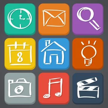 Flat style icon set Stock Illustration