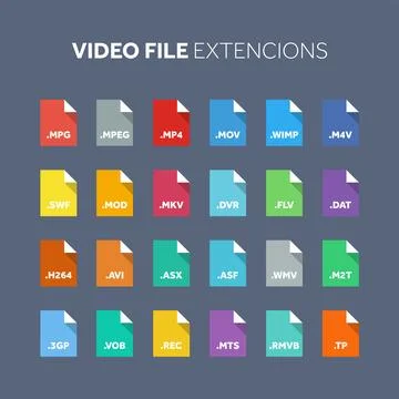 Flat style icon set. Source code, programming file type, extension. Document Stock Illustration
