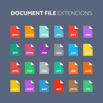Flat style icon set. Source code, programming file type, extension. Document Stock Illustration