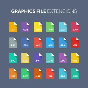 Flat style icon set. Source code, programming file type, extension. Document Stock Illustration