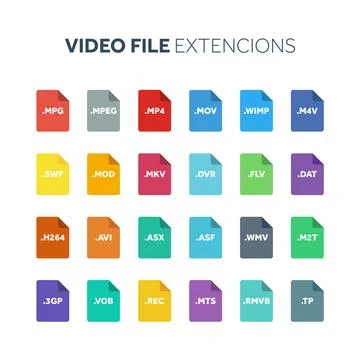 Flat style icon set. System file type extencion. Document format. Pictogram, web イラスト素材