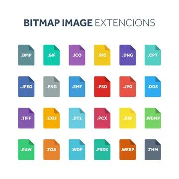 Flat style icon set. System file type extencion. Document format. Pictogram, web Stock Illustration