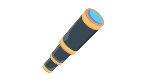 Flat style icon of a telescope, symbolizing exploration and observation of .. 스톡 동영상 332461493