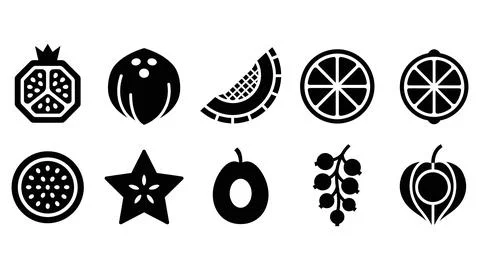Flat style icons set representing fruits and berries. Stock Illustration