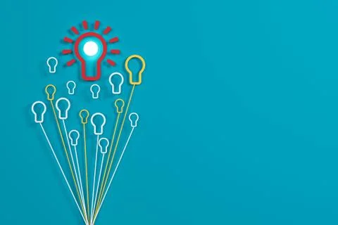 Flat style idea light bulb concept , Business strategy planning objects icon Stock Illustration