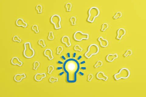 Flat style idea light bulb concept , Business strategy planning objects icon Stock Illustration