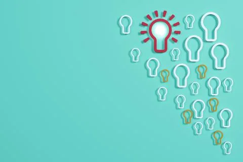 Flat style idea light bulb concept , Business strategy planning objects icon Stock Illustration