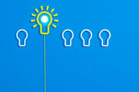 Flat style idea light bulb concept , Business strategy planning objects icon Stock Illustration
