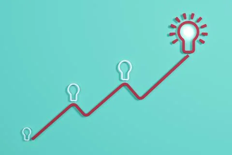 Flat style idea light bulb concept , Business strategy planning objects icon Stock Illustration