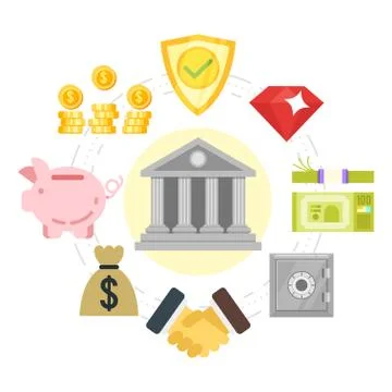 Flat style illustration of a banking system. Stock Illustration