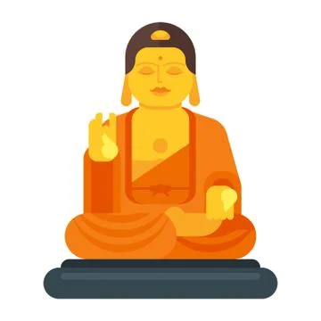 Flat style illustration of Buddha. Stock Illustration