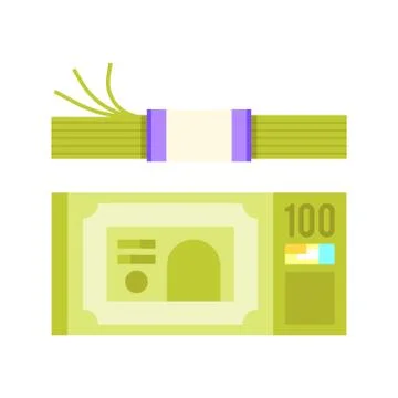 Flat style illustration of a bundle of money. Stock Illustration