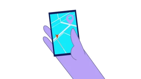 Flat style illustration hand holds a smartphone searching for geolocation. Stock Footage 320239228
