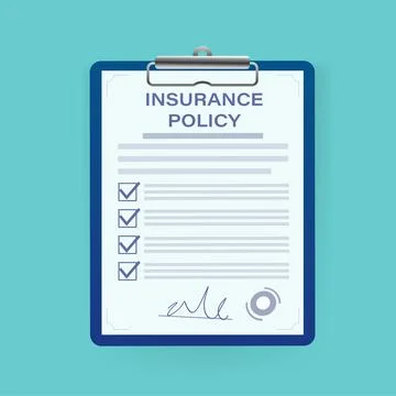 Flat style illustration with insurance policy for report design. Isometric Stock Illustration