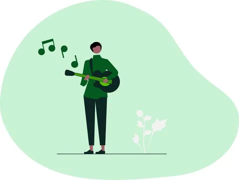 Flat style illustration of a man playing guitar Stock-Illustration