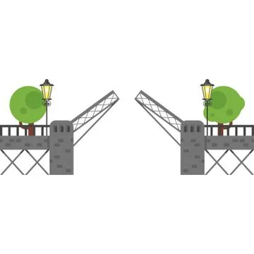 Flat style illustration of open gate. Isolated on white background. Stock Illustration