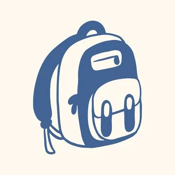 Flat style illustration of a school backpack icon. Simple outline bag isolated Stock Illustration