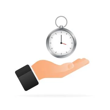 Flat style illustration with timer in hand for concept design. Vector Stock Illustration