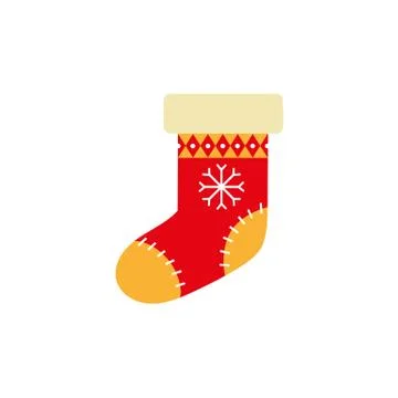 Flat style knitted Christmas stocking, Xmas icon Stock Illustration