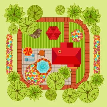 Flat style landscape design concept Stockillustratie